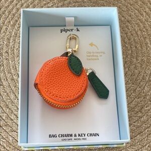 Piper K Orange Zipper Charm Key Chain